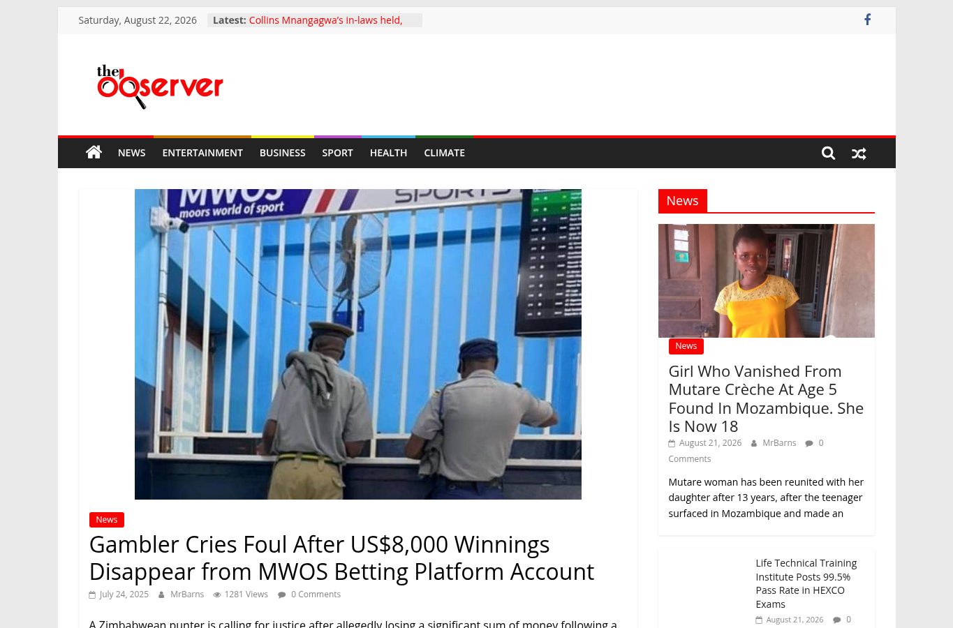 Capture of the independent report concerning the bettor allegation
